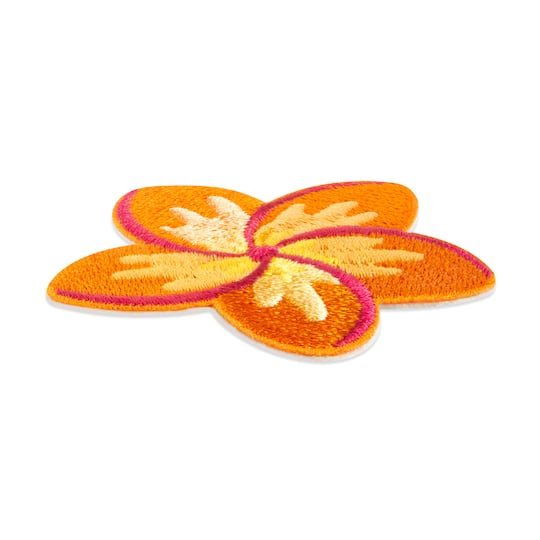 Orange Hibiscus Embroidered Iron-On & Adhesive Patch by Make Market®